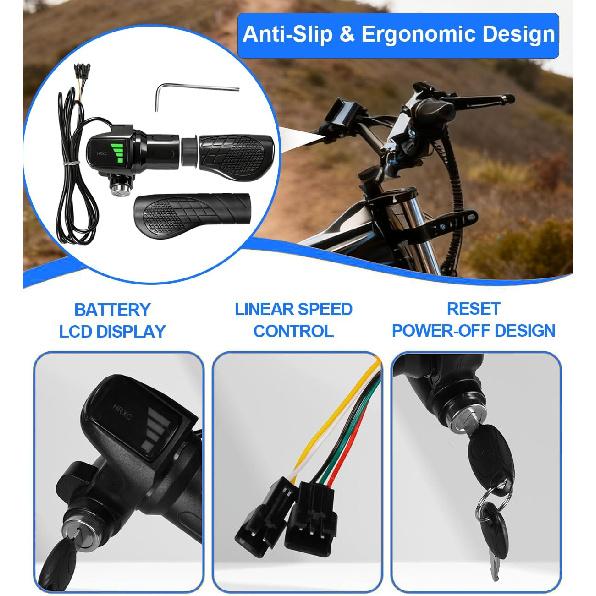 Half Twist Throttle Fits Ridstar Q20, 48V Ebike Throttle Grip Compatible with Ridstar Q20/Q20Lite/H20/H26Pro/H20 Pro/E26/E26Pro/MN20/MN26/DC26, Grips