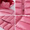 Women Plus Size Winter Down Coat Slim Fit Mid Length Hooded Windproof Warm Padded Long Sleeves Solid Color Zipper Closure