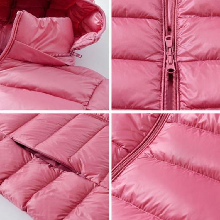 Women Plus Size Winter Down Coat Slim Fit Mid Length Hooded Windproof Warm Padded Long Sleeves Solid Color Zipper Closure