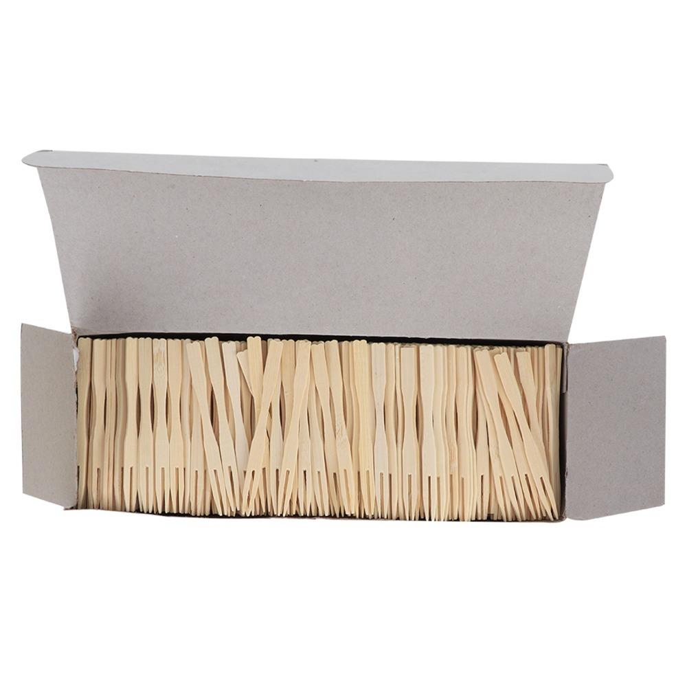 800Pcs Mini Two-prong Fork Dessert Pick Bamboos Raw Snack Fork Lightweight Fruit Fork Cake Dessert