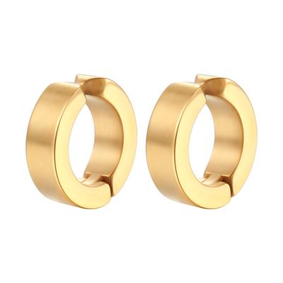 Trendy Korean Version of Punk Style Men's Hole-free Round Stainless Steel Flat Ear Clips Without Punching Titanium Steel Earrings Small Earrings
