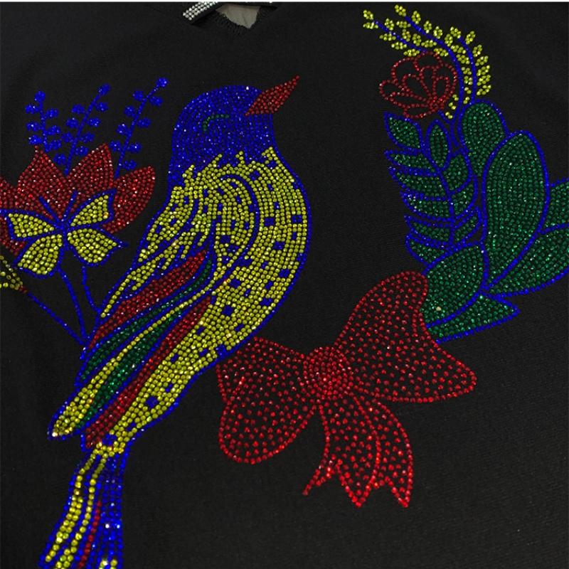 Designer Cross V-neck Shiny Hot Diamond Mesh T-shirt Summer High Quality Short Sleeve Tees Women's Tops