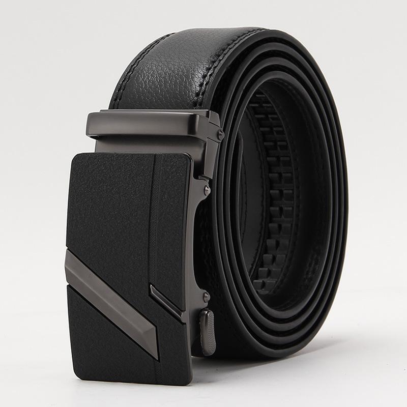 Frosted Automatic Buckle Edge Two-Layer Cowhide Belt, Business And Leisure Men'S Trendy Belt