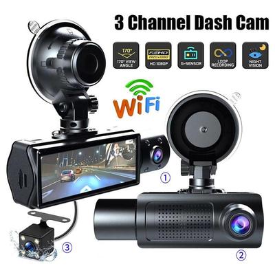 3-Record WiFi Driving Recorder Camera Night Vision Recorder Dash Cam Estacionamento Monitoramento Driving Recorder Car DVR Camera Front Cabin Gravador Traseiro
