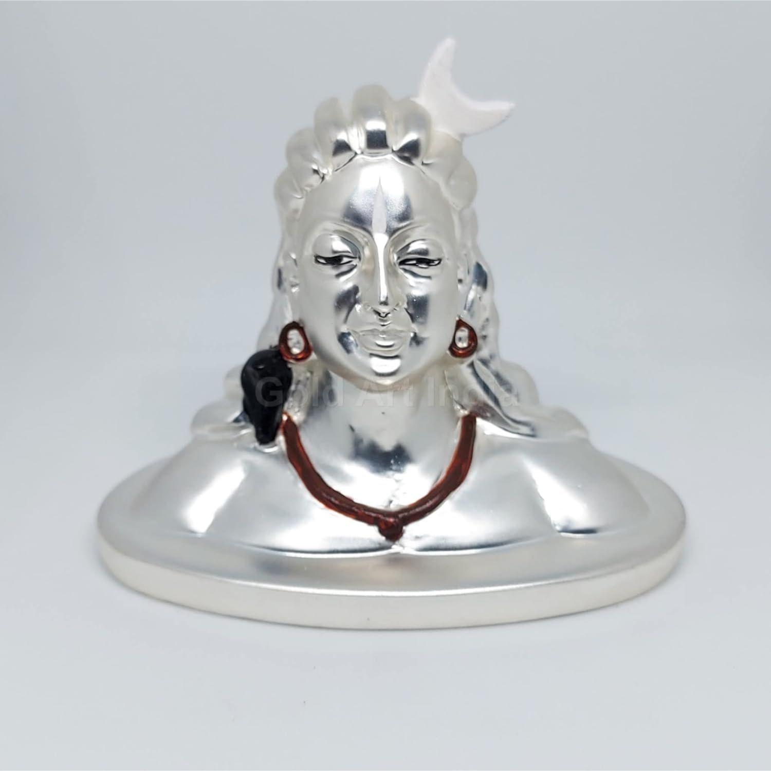 

Маленькая статуэтка Адийоги Серебристая матовая отделка | Миниатюрный бюст Шивы для приборной панели автомобиля