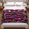 Skull Gothic Theme Soft Blanket Personalized Custom Name Text Print Warm Blanket Home Sofa Bedroom Decor