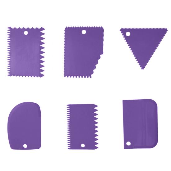 

6Pcs/Set Cake Scraper Healthy Non-stick Easy to Clean Flexible Safe Cut Cakes Lightweight Semi-arc Type Scraper for Cake Shop фиолетовый