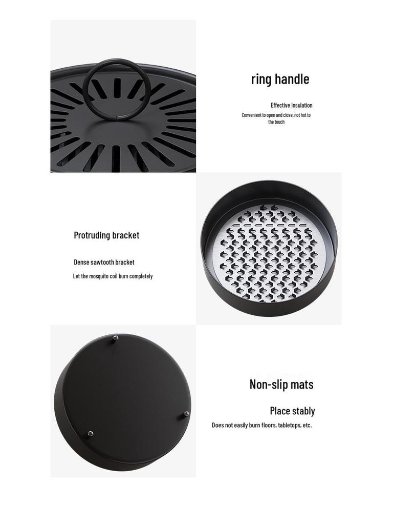 Creative Anti-Scald Mosquito Coil Holder with Lid - Wrought Iron Ash-Free Sandalwood Storage