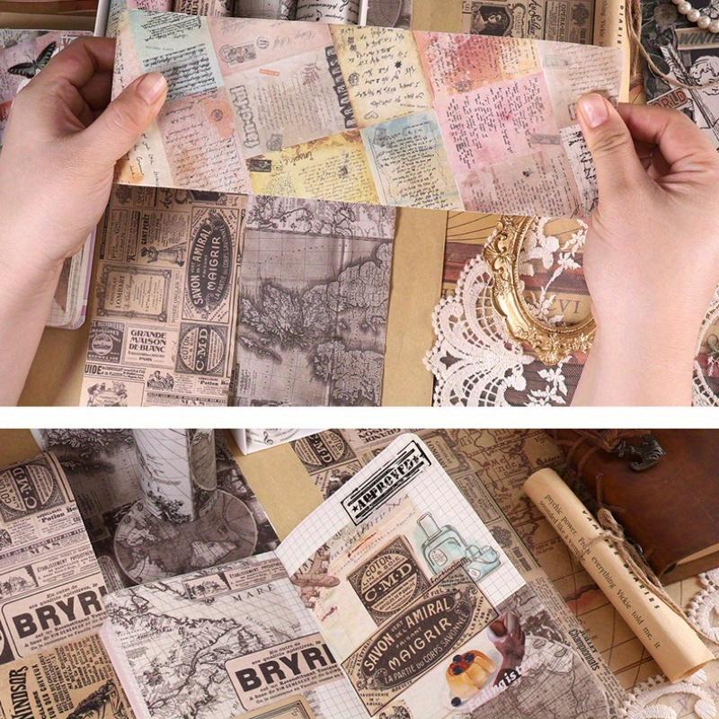 4Rolls/Box 3.54inch Width Vintage Washi Tape Set English Newspaper Themes Decorative Tape, Art Tape For Note-taking Supplies, Sc