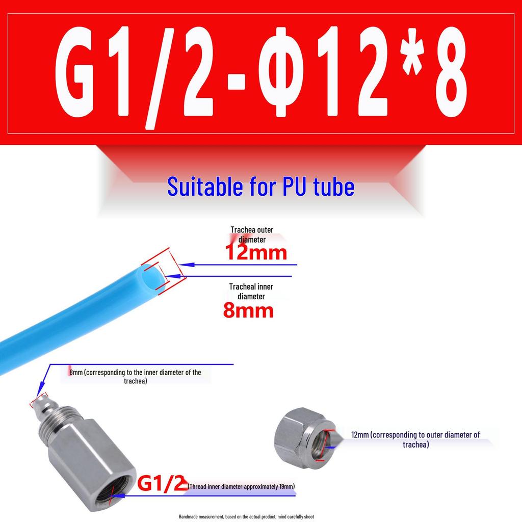 Roestvrij Staal 304 Pneumatische Snelkoppeling voor PU Luchtslangen (Buitendraad)