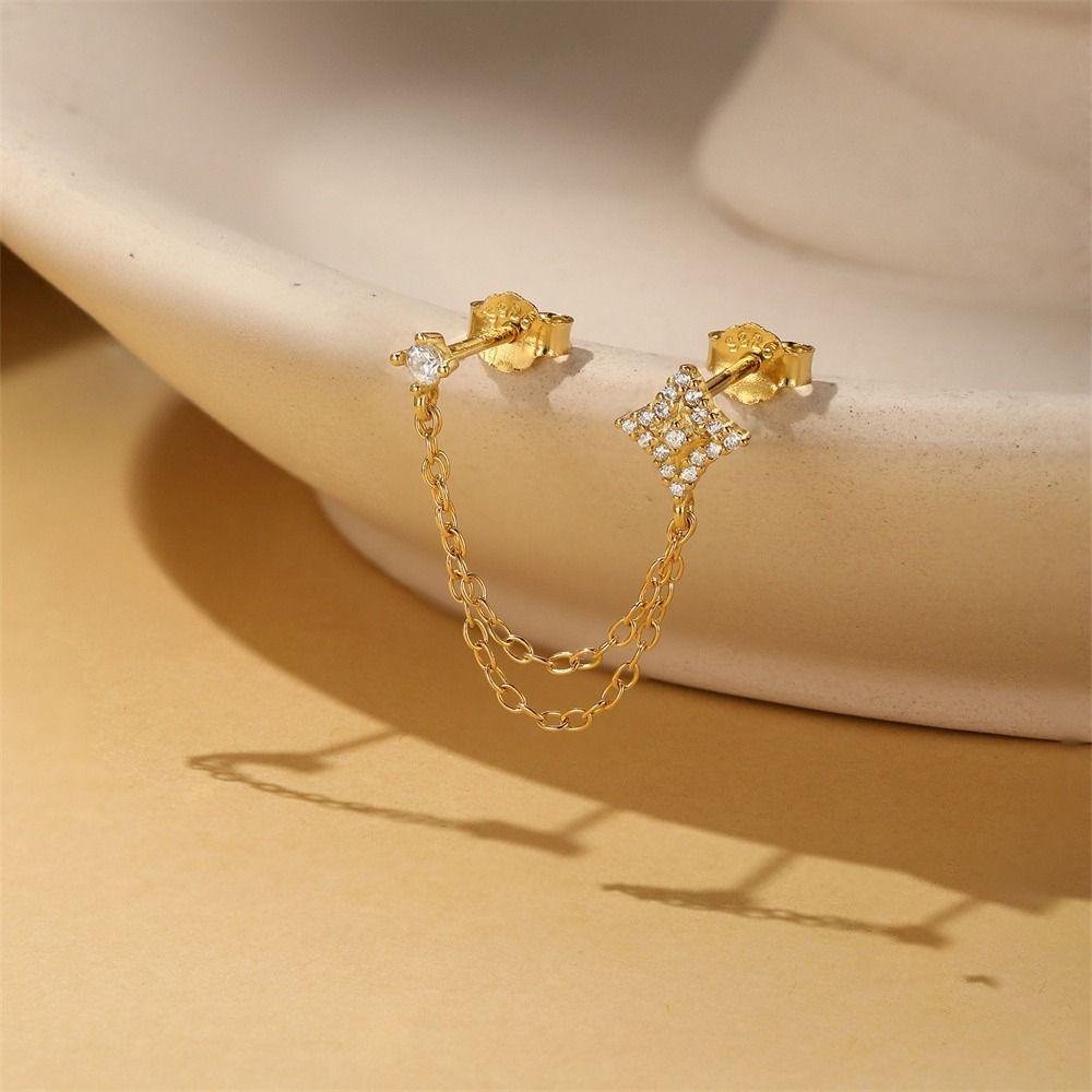 S925 Sterling Silver Long Tassel Drop Earrings Pendant Chain Earrings  Fashion Accessories