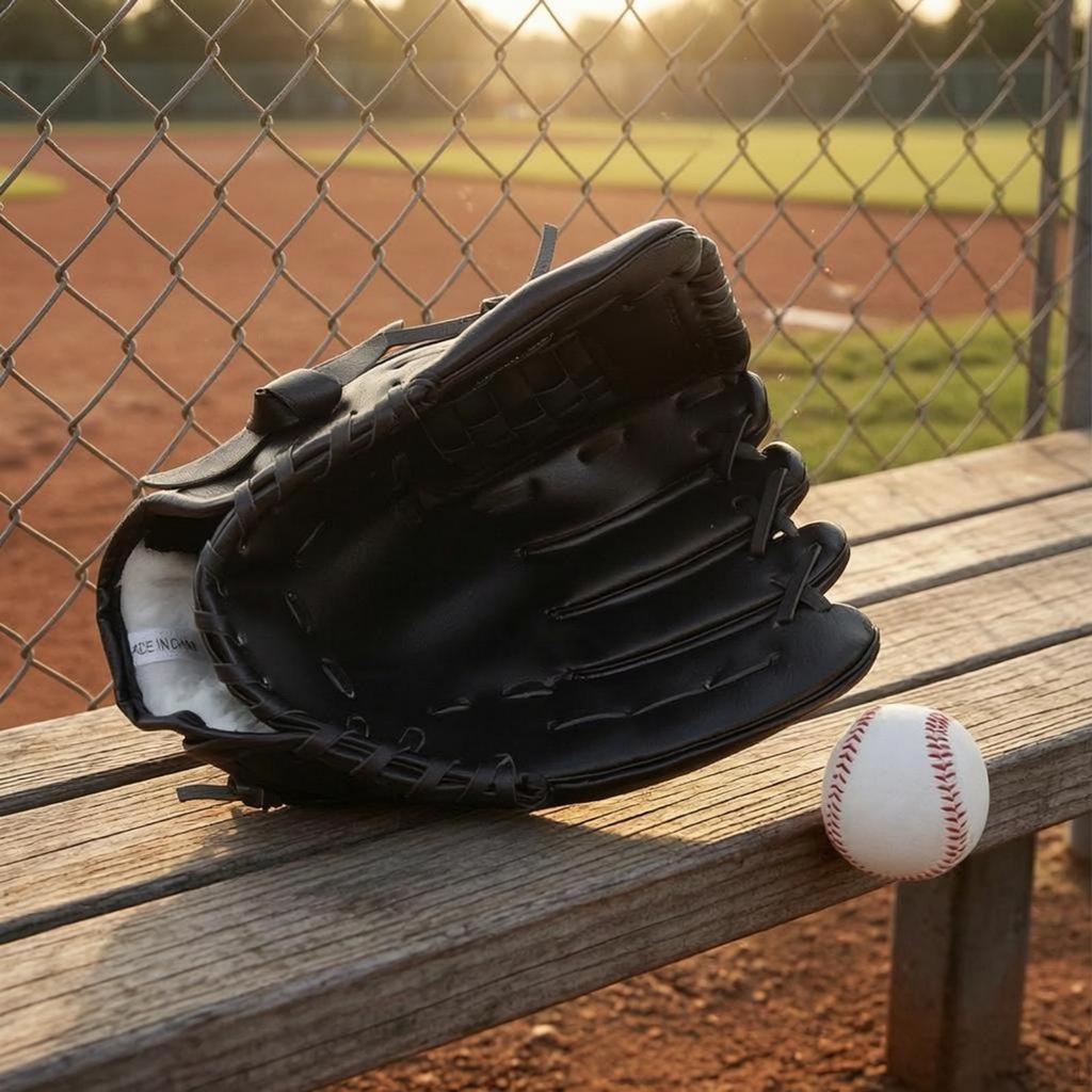 Baseball Glove PU Leather Fielding Deep Pocket Athletic Gear 10.5 Brown W Ball