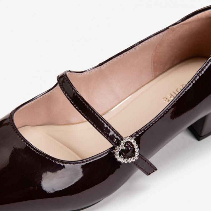 ESquire Women S SheepSkin Enamel Mary Jane pumpS Burgundy