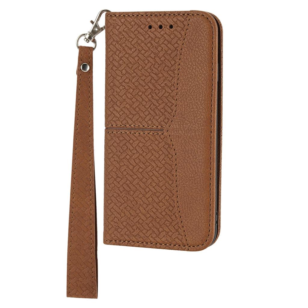 For Samsung Galaxy S25 FE Case Woven Texture PU Leather Wallet Phone Cover with Wrist Strap