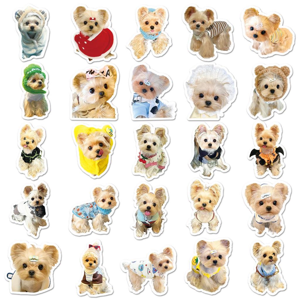 Yorkshire Terrier Puppy Stickers: Cute Pet Decorations for Planners, Helmets, and Water Bottles (50 Sheets)