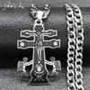 Catholic INRI Caravaca Cross Crucifix Cherub Angel Necklace Women Men Stainless Steel Orthodox Russia Necklaces Jewelry N9612S05
