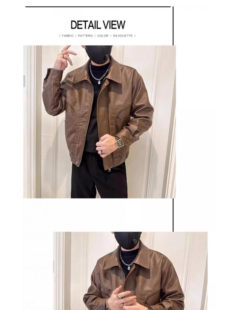 Melanoid Men's Trendy Heavyweight PU Leather Motorcycle Jacket 2025 - New Autumn Style