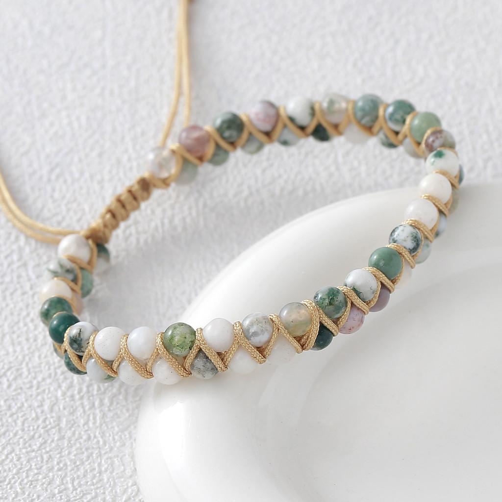 Natural Agate Beaded Hand Chain With Geometric Design For Yoga And Gift Giving