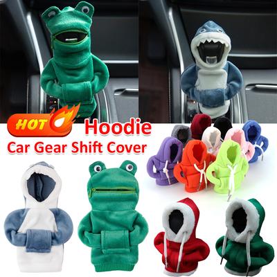 Car FROG Hoodie Handle Shark FROG Cute Hoodie Car Gear Shift Knob Cover Short Plush Manual Handle Gear Auto Interior Accessories
