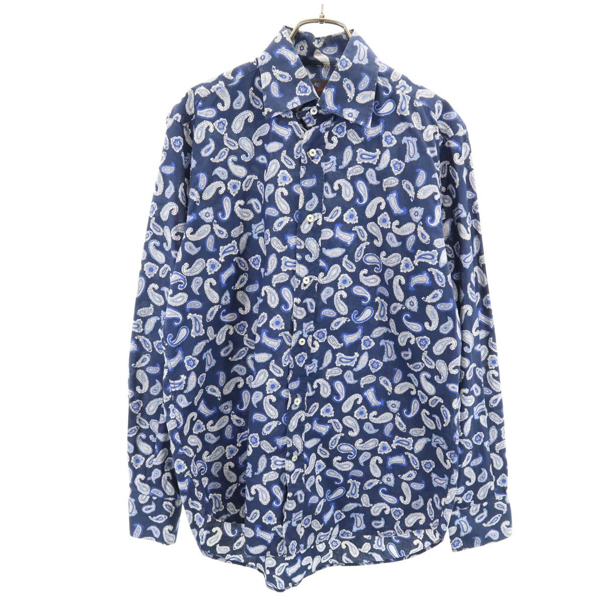 

ETRO сделано в Италии Рубашка с длинным рукавом из хлопка с узором пейсли S Темно-синий Мужская Б/у