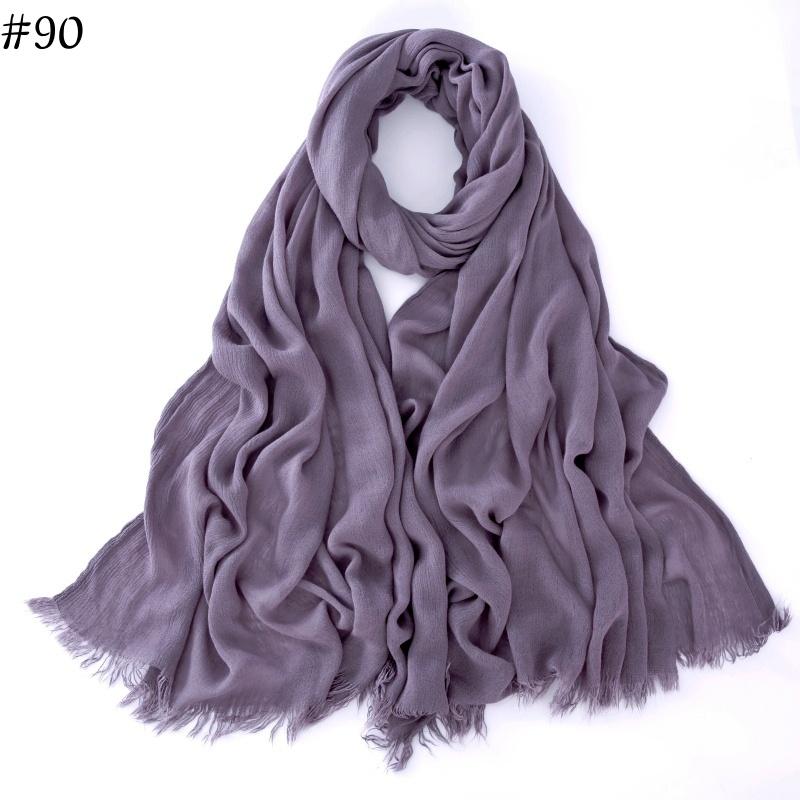 95 Colors Soft Cotton Viscose Scarf Rayon Material Muslim Hijab Mid Eastern Plain Solid Color Headscarf With Tassel