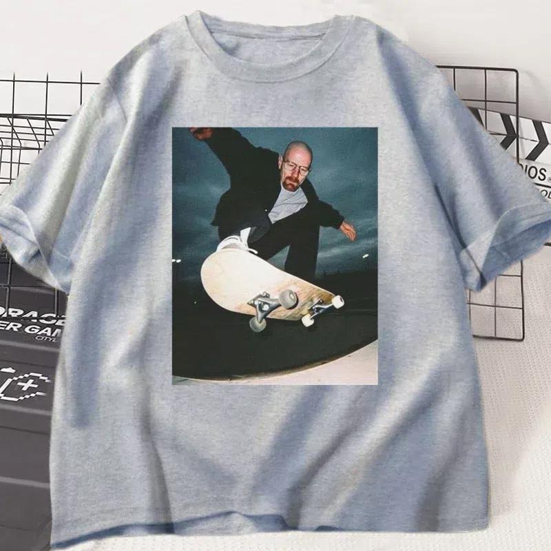 

Футболки женские мужские повседневные с принтом мужские футболки Walter White 90s Skate футболка женская мужская унисекс с круглым вырезом короткий рукав свободная хлопковая футболка 2XL серый