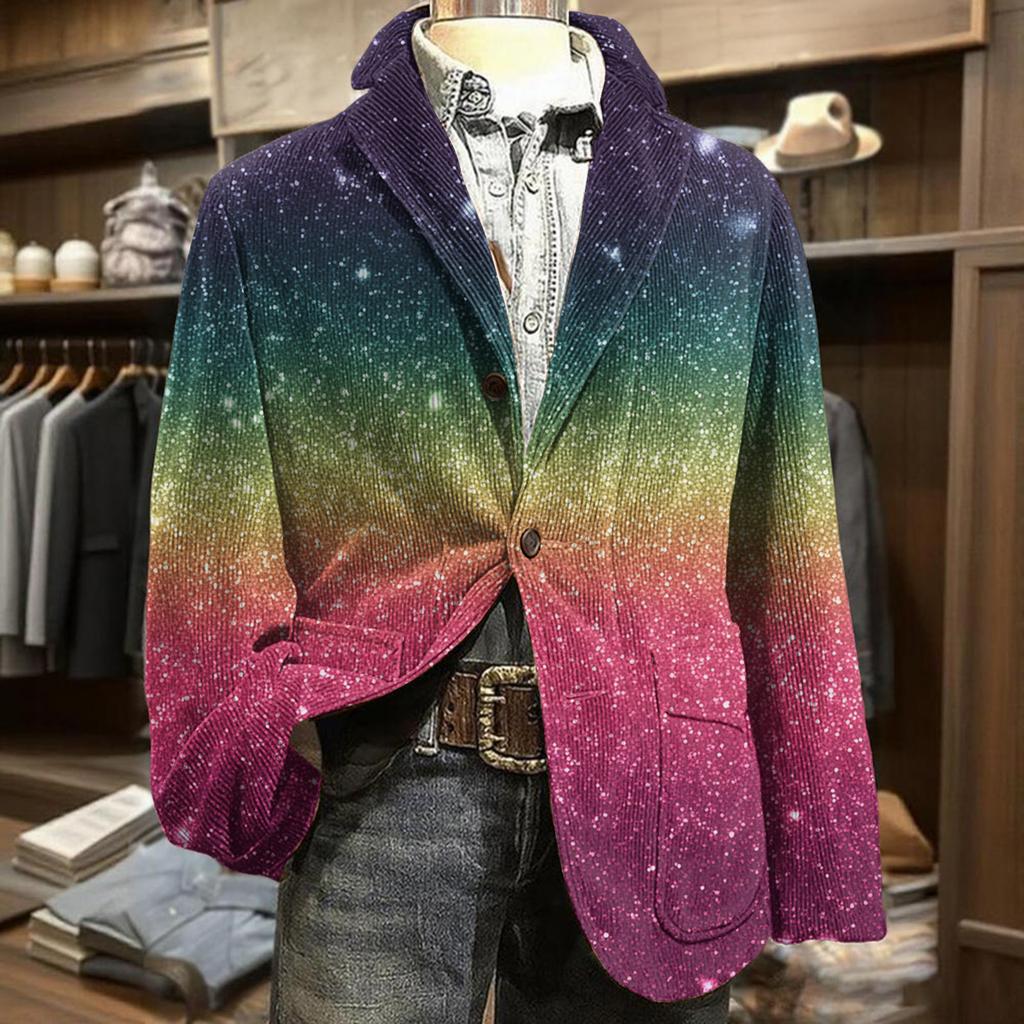 Herren Business Casual Mode Bedruckte Cordjacke