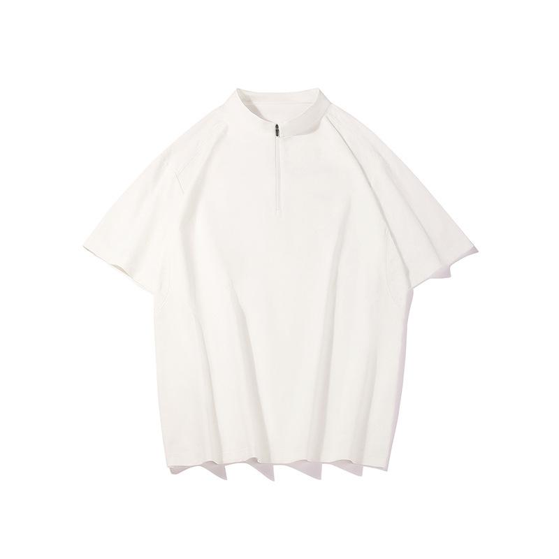 Stand-up Collar Half-Zip Short-Sleeve T-Shirt Summer Solid-Color Outdoor Sports Cooling Fashion Brand Top