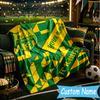 Custom Name Fc Nantes Crest Design Flannel Blanket, Use for Birthday/Holiday Gift, Soft Blanket for Sofa/Bed/Camping/Office, Home Decor
