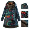Long Printed Hoodie Warm Women's Coat Fashion Outerwear Retro National Style Slim Temperament Large Size