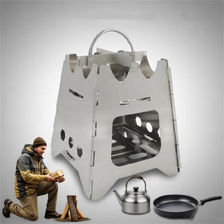 Windproof Wood Burning Foldable Stainless Steels Wood Stove Survival Stove Camping Backpacking Firewood Stove Folding