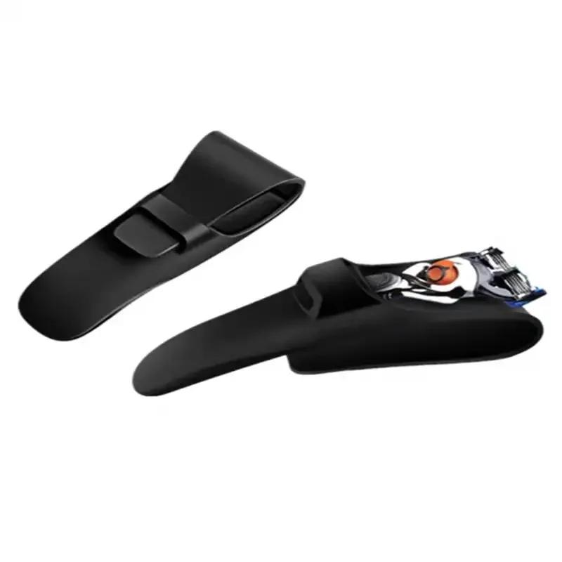 1pc Razor Cases Suitable For Suitcase Portable Silicone Black Heigh Quality Men's Manual Series Handle Sleeve