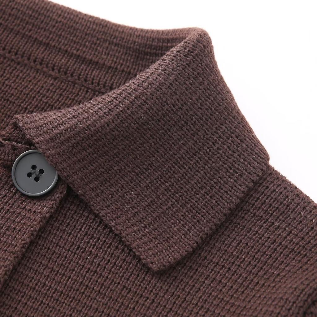 European and American Style, New Women's Clothing, Foreign Style, Fashionable, Casual Double-breasted Lapel-neck Knitted Cardigan