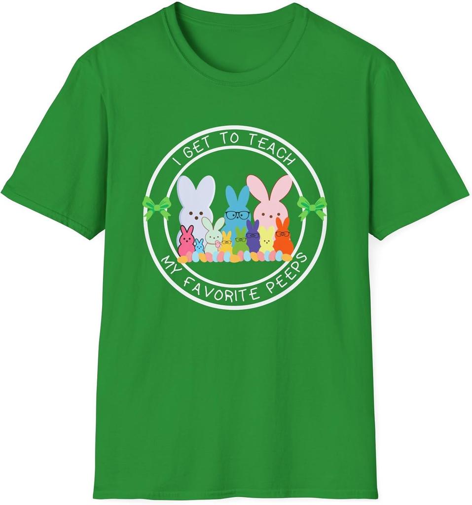 I Get to Teach My Favorite Peeps Teacher Graphic Tee Cute Easter Bunny Classroom T-Shirt