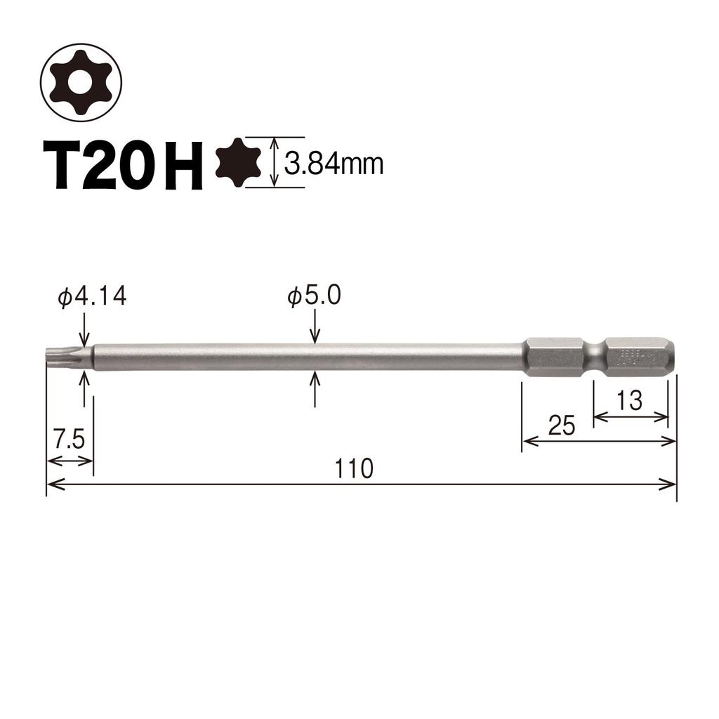 VESSEL Torx Bit T20H x 110mm set V ZP 10-piece