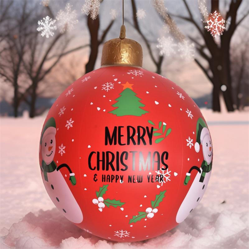60CM Christmas Inflatable Ball Decorated Ball PVC Giant Big Large Balls Xmas Tree Decorations Toy Ball Without Light Ornament