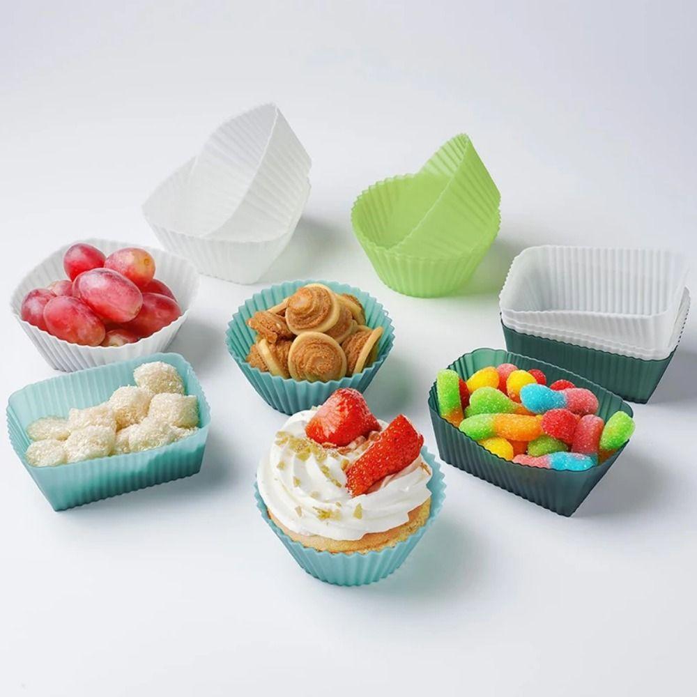 24Pcs Round/Square Silicone Muffin Molds Colorful Cupcake Molds Lunch Box Dividers  Baking Supplies