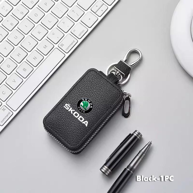 For Skoda Car Key Wallet Keys Organizer Bag Zipper Key Case Decoration Accessories S Kodiaq Octavia 2 3 Yeti Karoq Rapid Fabia