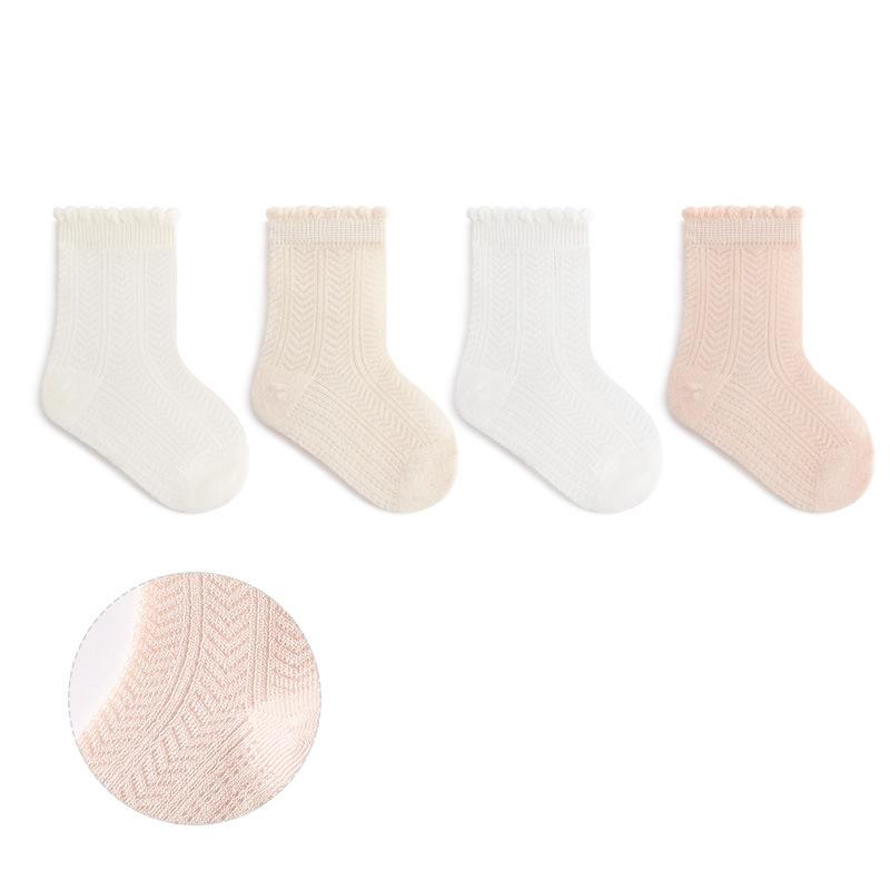 

4pairs/set Newborn Socks Summer Solid Color Cotton Infant Socks Mesh Breathable Thin Baby Socks For Boys Girls Newborn Accessories XS