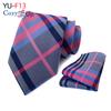 Men Flower Two-piece Tie Set Stripe A Tie  Business Fashion Handkerchief Paisley Plaid Necktie