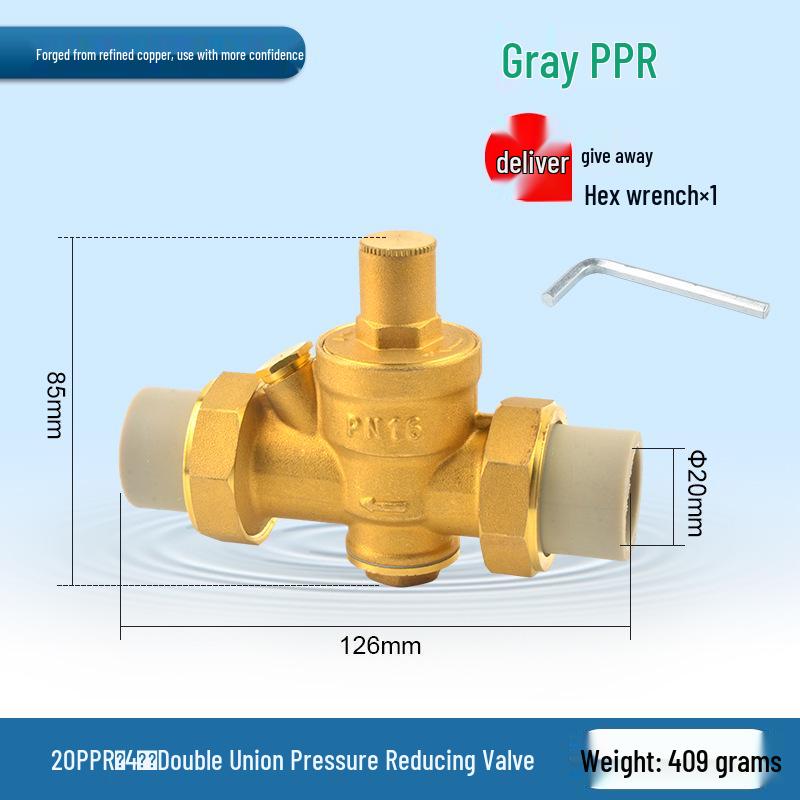 Water Pipe Pressure Reducing Valve for Home Heaters - PPR20/25/32, 4-Point PE Fitting