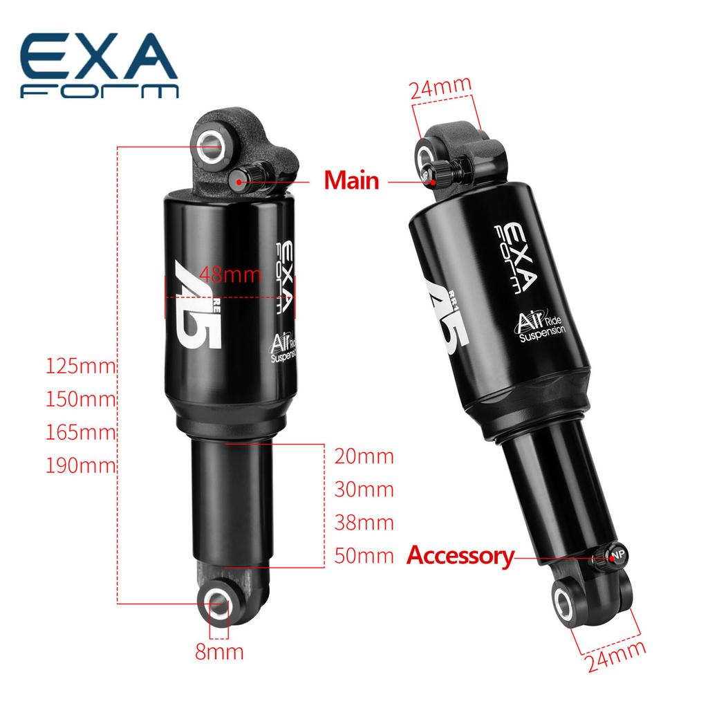 EXA Formato A5 165MM 125mm 150mm 190mm RR1 Re Cámara de Aire Amortiguador Trasero Para Bicicletas de Montaña Amortiguador MTB Ajustable