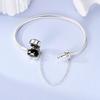New 925 Silver Blue Purple Love Safety Chain Snake Bone Women's Bracelet Suitable for DIY Jewelry