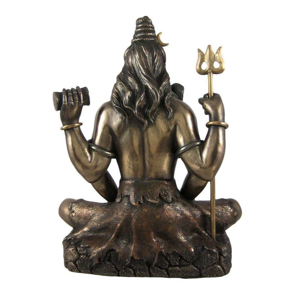 India Lord Shiva Cold Cast Bronze Statue Shiv Padmasana Sitting Idol Sculpture (8 Inches)
