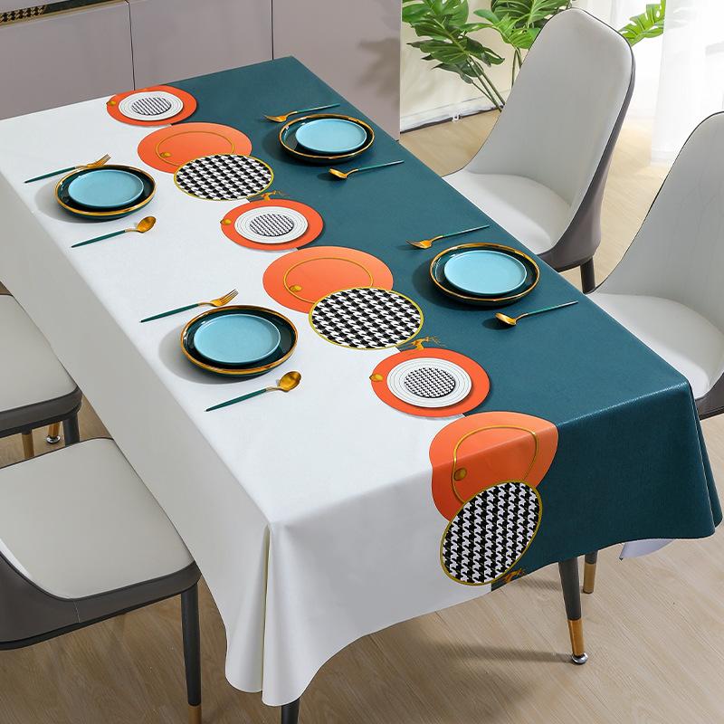 

Light Luxury Qianniao Orange Grid Tablecloth, Waterproof, Oil-Proof, Anti-Scalding And Leave-In Rectangular Pvc Tablecloth 140*140cm
