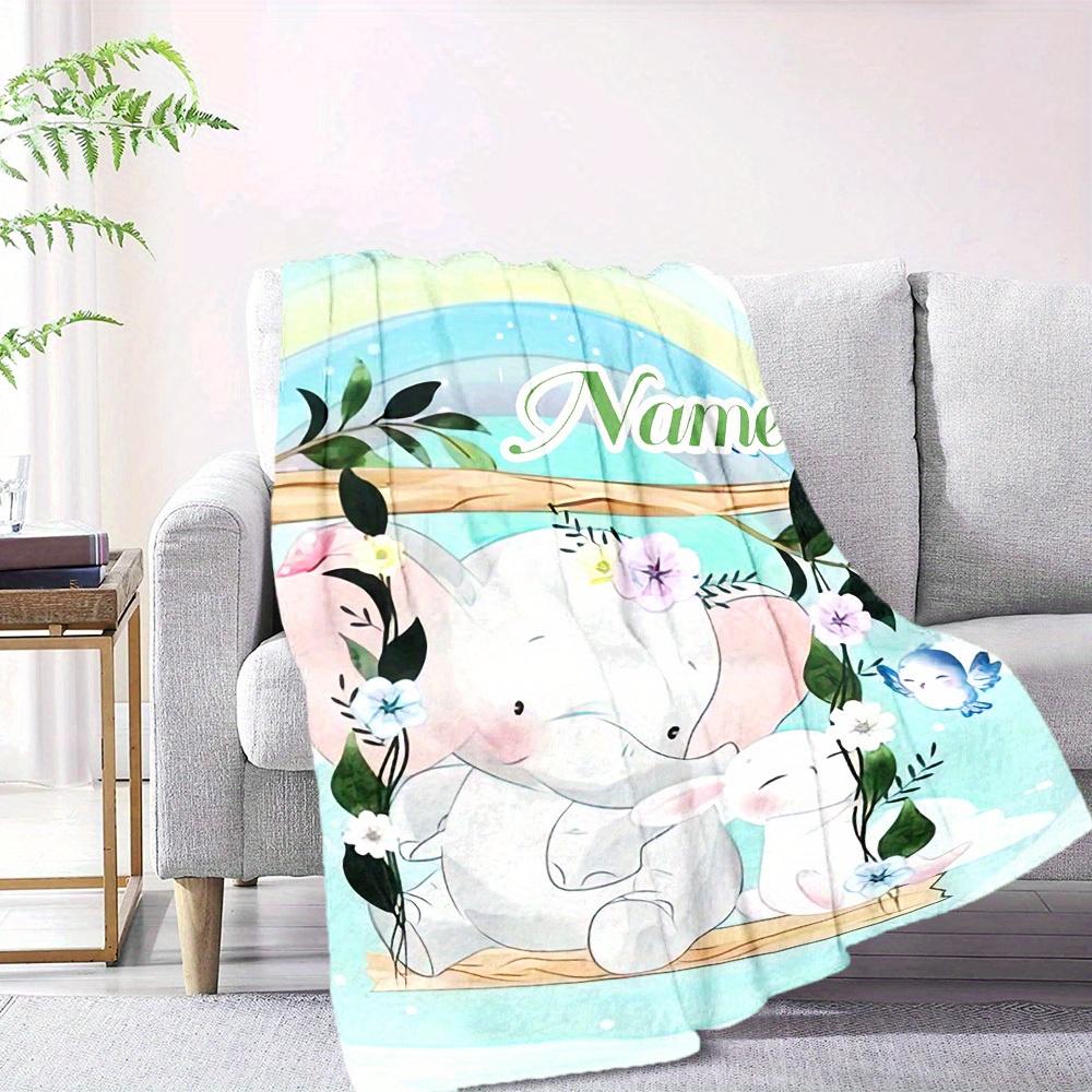 Elephant And Bunny Home Custom Blankets Comfortable Soft Lightweight Allseason Multipurpose Blanket For Picnics Sofas Offices Beds Living Rooms