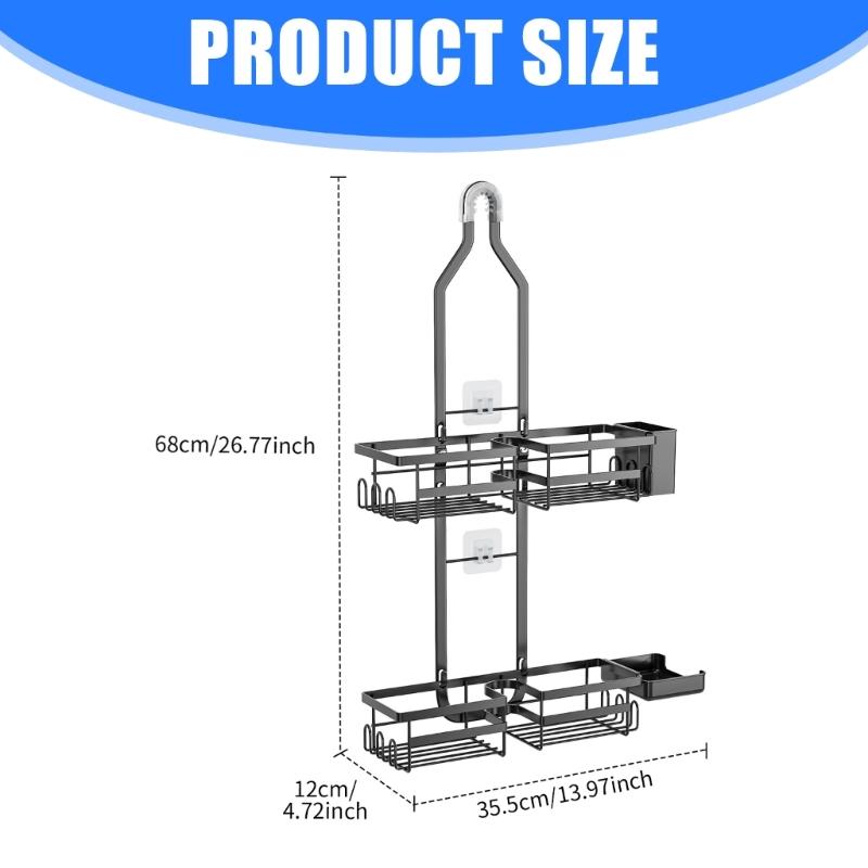 Multifunctional Wall Rack Heavy Type Shower Organizers for Bathroom and Kitchen Adhesive Installation Space Saving