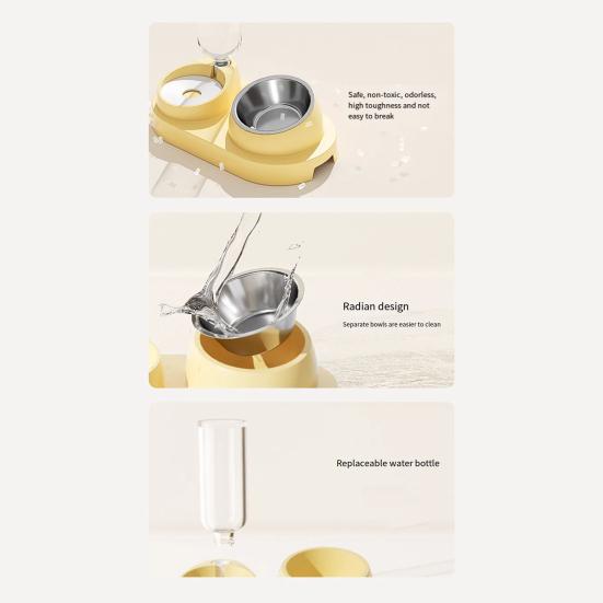 Pet Feeder 2 in 1 Ciotola per l'alimentazione degli animali domestici, Distributore automatico di acqua per cani e gatti con ciotole in acciaio inossidabile rimovibili Forniture per animali domestici