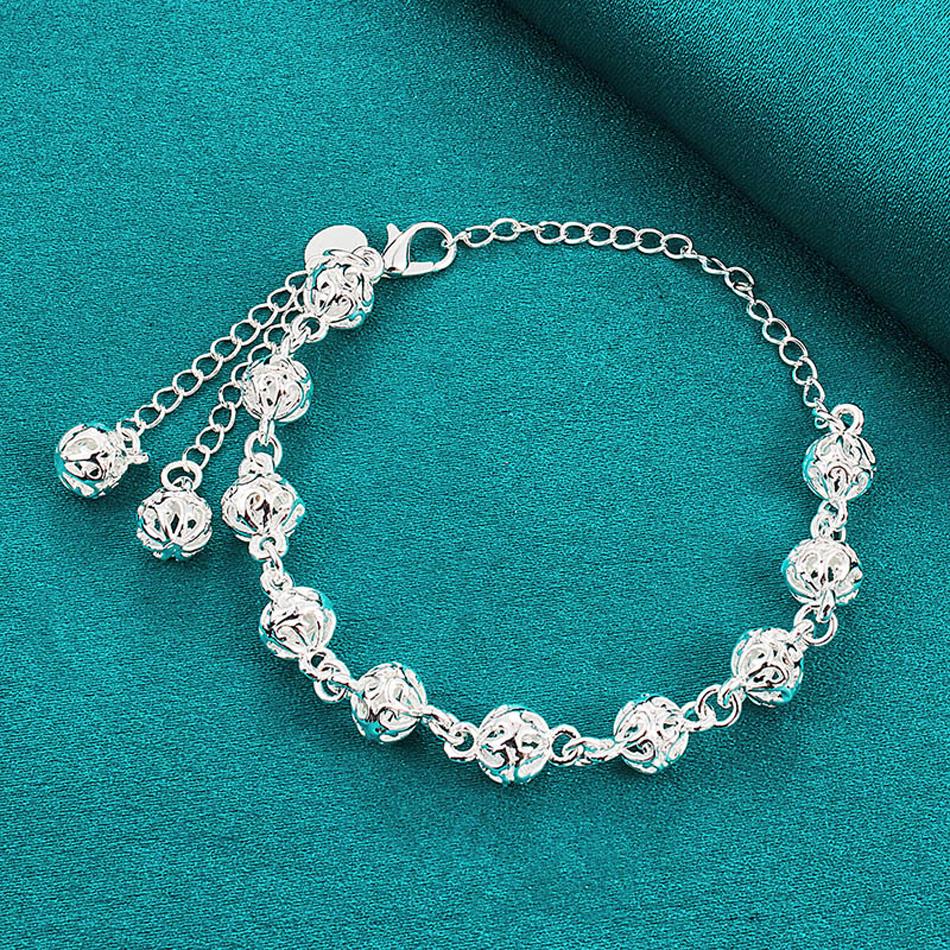 

Браслет-цепочка из стерлингового серебра 925 пробы 8 мм с полыми шариками и кистями для женщин, модные свадебные украшения для помолвки и вечеринки 20cm