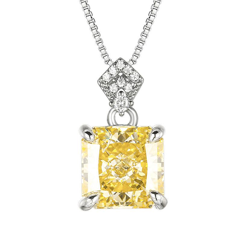 Jewelry Set Square High Carbon Yellow Women's Earrings Rings Necklaces Niche High-end Versatile